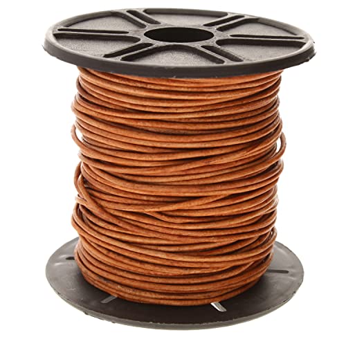 The Beadsmith Leather Cord –Dyed Antique Light Brown– 1mm Spool – 25 Yards/22.86 Meters –Indian Leather Thong Ideal for Braiding, Beading, Necklaces, Fine Lacing, Hair Accessories & DIY Jewelry Making - size: 1mm, style: Dyed Antique Light Brown – 25 Yard