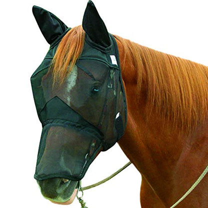 Cashel Quiet Ride Fly Mask, Long Nose and Ears, Black, Yearling - size: Yearling