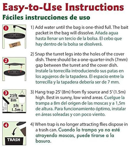 Classic Flies Be Gone Fly Trap – Disposable Outdoor Fly Trap, Protein-Powered Attractant for Farms, Ranches & Patios Hanging Fly Catcher, Fast Fly Infestation Control for Livestock & Backyards 5-Pack
