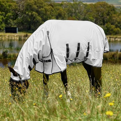 WeatherBeeta ComFiTec Sweet Itch Shield Fly Sheet Combo, White/Charcoal, 57" - size: 57"