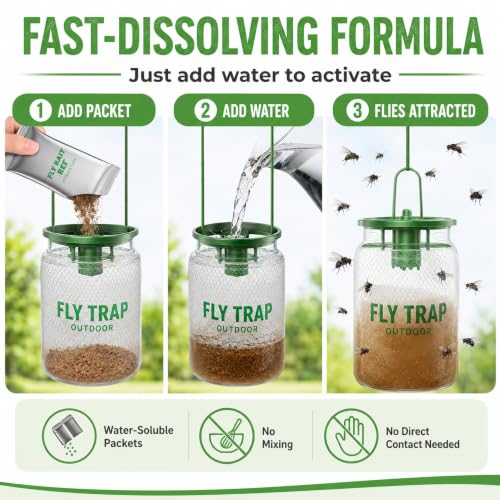 18 Pcs Fly Trap Refill Bulk 30g Outdoor Flying Insect Sticky Trap for House, Garden Backyard Ranch Horse, Blow Flies