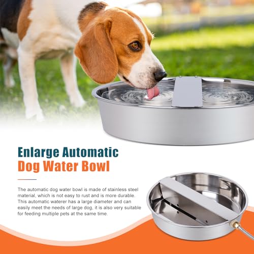Automatic Dog Water Bowl Dispenser Large Breed Outdoor Stainless Steel Pet Waterer with Float Valve Auto Fill Dog Waterer for Large Dogs Cats Chicken Livestock