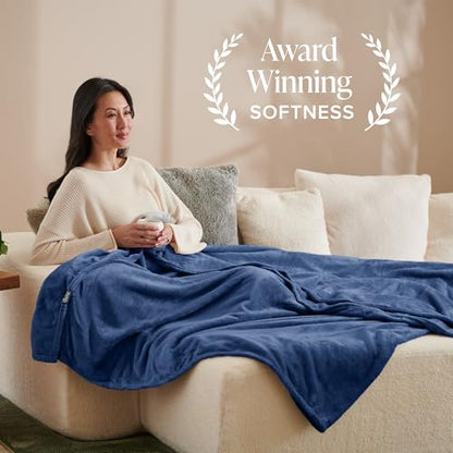 Bare Home Fleece Blanket Luxury Microplush (Full/Queen, Dark Blue) - color: 06 - Dark Blue, size: Full/Queen
