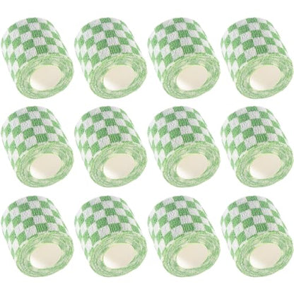 IndigoCase 12 Pack Self Adhesive Bandage Wrap 2 Inch x 5 yd Elastic Tape - color: Grid-green, size: 2 Inch - 12 Pack