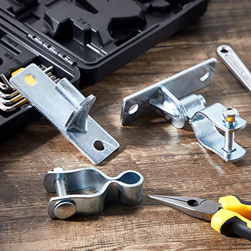 Dunzy 4 Pcs 1-3/8" Heavy Duty Wall Mount Gate Hinge Chain Link Gate Hinge with 5/8'' Pin Pipe Fence Pressed Steel Chain Link Fence Frame Outdoor Hardware
