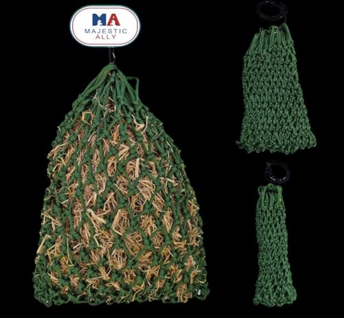 Majestic Ally 2”x2” Holes Highly Durable Very Sturdy 36" Hay Net with for Horses, Goat etc. - color: Hunter Green