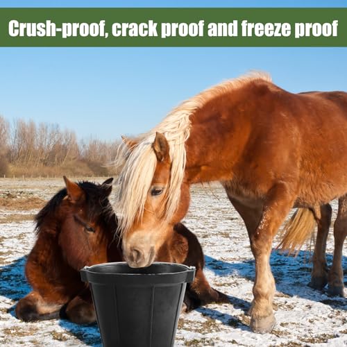 Sadnyy 2 Pcs Rubber Feeder Bucket, Quart Gallon Rubber Horse Feed Bucket with Handle Large Utility Feed Pan Dog Bowl Horse Feeder for Goats Horses Animal Feeding, Inches (10.6 x 8.6 Inches,Classic) - size: 10.6 x 8.6 Inches, style: Classic
