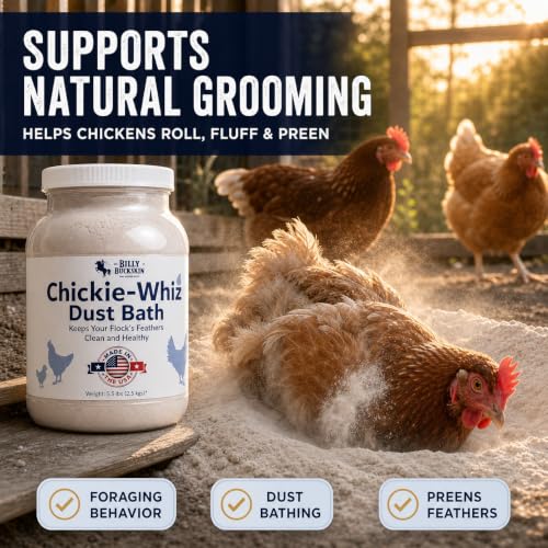 5.5lb Chickie-Whiz Chicken Dust Bath - Made in USA - All Natural Volcanic Ash Dust Bath for Chickens - Healthier Eggs & Feathers - Chicken Coop Accessories for Farms by Billy Buckskin Co. - size: 1 x 5.5 LB