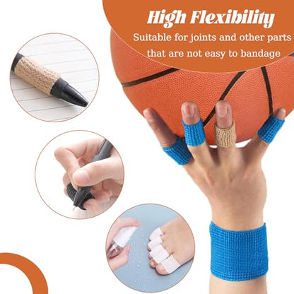 (12-Pack) 1” x 5 Yards | Self Adhesive Bandage Wrap, Skin Colour Athletic Elastic Cohesive Bandage Finger Tape for Wrist and Ankle Sprains & Swelling, Sports Wrap Tape