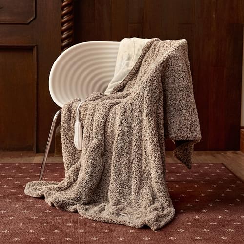 Templewet Heated Blanket Throw 50" x 60",Cute Electric Blanket,Brown | Timer Settings,Auto Off,Soft Sherpa Heated Throw Blanket,Machine Washable,Fast Heating for Sofa Bed Office Use,Gifts for Mom - color: Brown