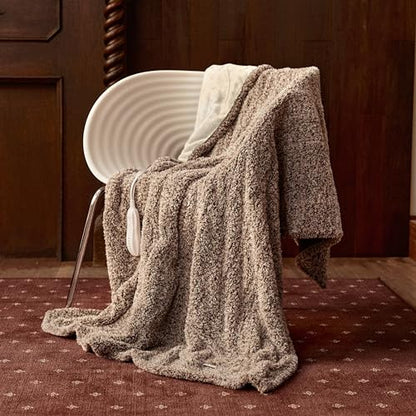 Templewet Heated Blanket Throw 50" x 60",Cute Electric Blanket,Brown | Timer Settings,Auto Off,Soft Sherpa Heated Throw Blanket,Machine Washable,Fast Heating for Sofa Bed Office Use,Gifts for Mom - color: Brown
