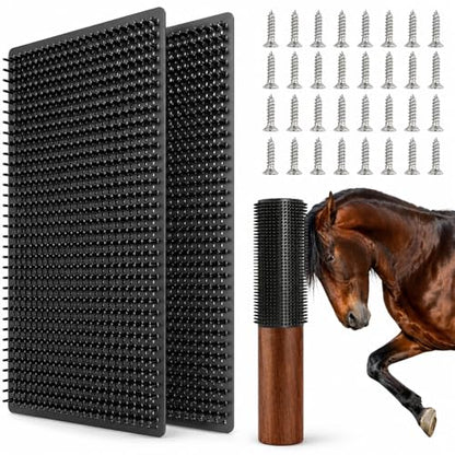2 Pack Middle Livestock Scratching Post Pads.Horse Scratching Brush - size: M