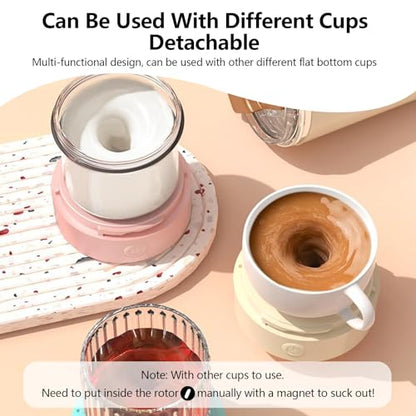 Self Stirring Mug with Lid, 13.5oz Magnetic Stirring Coffee Cup, Rechargeable 316 Stainless Steel, Auto-Mixing for Coffee, Milk, Protein Powder（Pink） - color: Pink