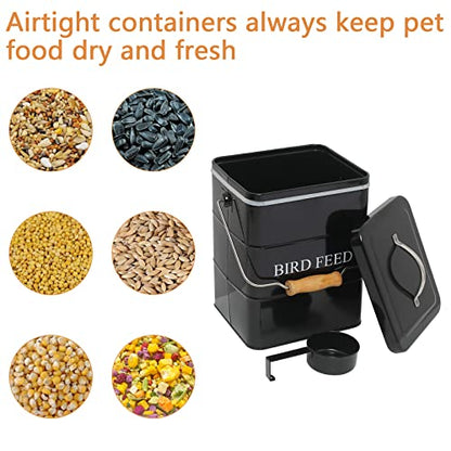 Geyecete Bird Feeder,Bird Food Jar Pet Food Storage Airtight Food Storage Container-Black - color: Black