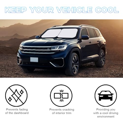 Ziciner 2 PCS Car Windshield Sun Shade, Auto Sun Heat and UV Rays Blocker, 24"×29" Foldable Automotive Front Window Sunshade Protector, Universal Vehicle Interior Accessories (Silver-S) - color: Silver-S (24×29 inches)