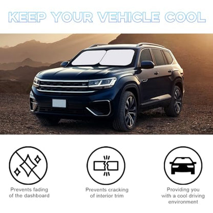 Ziciner 2 PCS Car Windshield Sun Shade, Auto Sun Heat and UV Rays Blocker, 24"×29" Foldable Automotive Front Window Sunshade Protector, Universal Vehicle Interior Accessories (Silver-S) - color: Silver-S (24×29 inches)