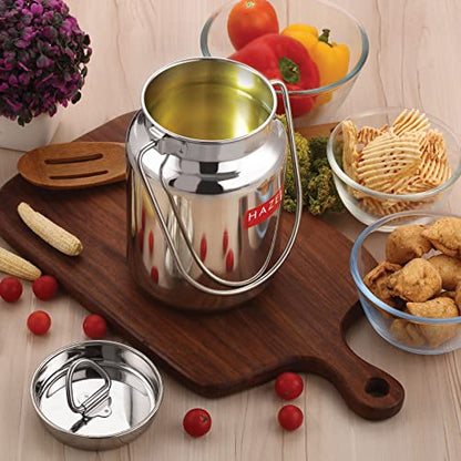 HAZEL Stainless Steel Grease Oil Pot With Lid | Airtight Milk Kitchen Container (76 Fl.Oz) - size: 76 Fl.Oz