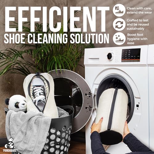 Shoe Washing Machine Bag (2-Pack), Color-Safe Non-Bleeding Reusable Fabric, Premium XL Shoe Laundry Bag for Washer & Dryer – Cleans Sneakers, Tennis Shoes, Delicates, Lingerie (8"x16")