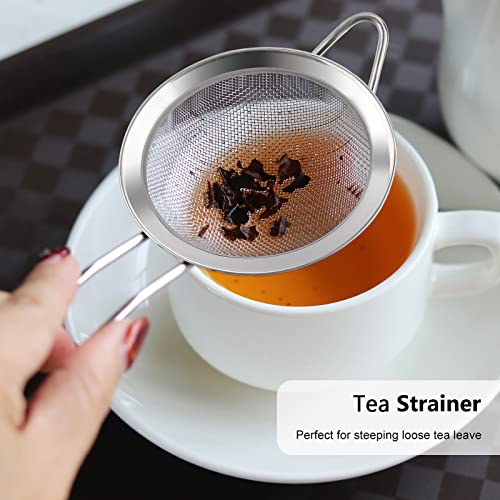 D Fine Mesh Strainer, Stainless Steel Sieve Sifter with Handle, 3-Inch
