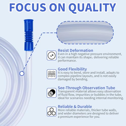 3 PCS 71" Suction Tubing, Durable Extended Suction Connection Tube | Flexible & Portable Suction Connecting Tube, Compatible with Various Devices, Standard Interface Tubing for Connection