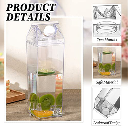 Remerry 3 Pcs Milk Carton Container, Square Acrylic Plastic Clear - color: Clear, size: 34 oz