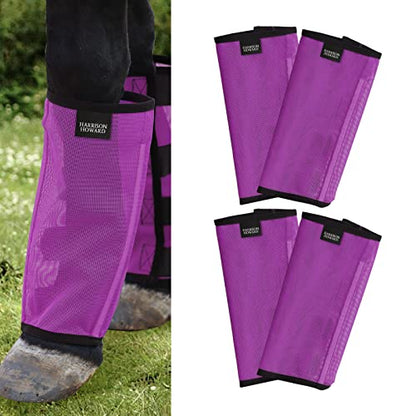 Harrison Howard Loose Fitting Fly Boots UV-Protective Extra Tough Mesh Ventilated Four Fasteners Stay-on Design Protect Horse Legs & Stomp-Reducing Set of 4 Purple Mini - color: Purple, size: Mini