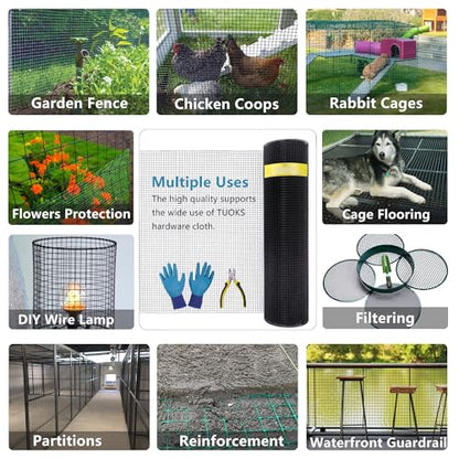 Black PVC Coated 1/2" Hardware Cloth 60"x100' 19G Chicken Wire Fencing - size: 1/2 inch 60'' x 100'