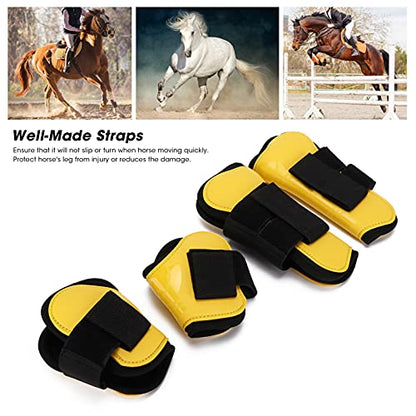 2 Pack Horse Support Boots, Light Open Front Jumping Tendon, Adjustable Horse Tendon Protection Damping for Jumping Trail Riding (22.00 * 20.00 * 5.00-Yellow) - size: 22.00*20.00*5.00