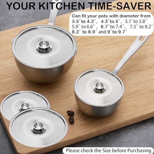 4 Inch Stainless Steel Bowl Cover, Small Pot Lid, Universal Pan Lid, 2Pcs | Mug Lids, Tea Cup Lid, Milk Cookware Lid Replacement Accessories, 10cm - size: 10CM