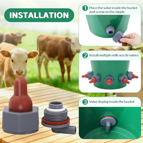 Lamb Nipple Goat Teat with Fix Base for Feeding Milk Bucket Livestock Animal Farming Tool (4pcs Nipples with with Fixed Base) - size: 1 Count (Pack of 4)
