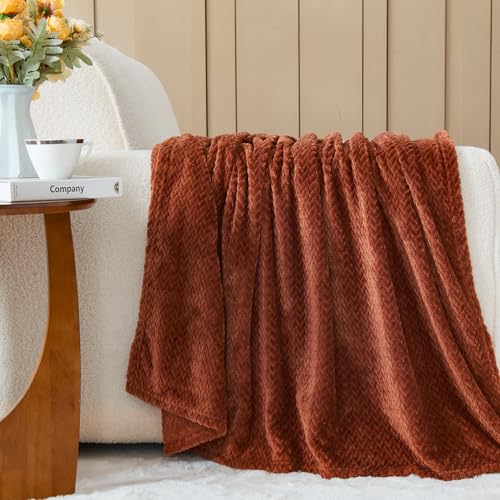 NEWCOSPLAY Fleece Leaves Pattern Throw Blanket, Coffee, 50"x60" - color: Coffee, size: Throw(50"x60")