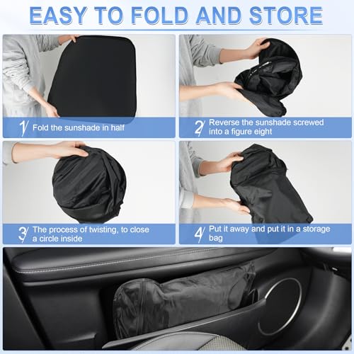 SINGARO 300T Universal Car Windshield Sun Shade, Foldable Reflective for Windshield & Window Shades with Overlapping Design, Car Interior Accessories (58" L x 32" W) - size: Standard