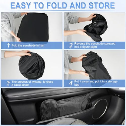 SINGARO 300T Universal Car Windshield Sun Shade, Foldable Reflective for Windshield & Window Shades with Overlapping Design, Car Interior Accessories (58" L x 32" W) - size: Standard