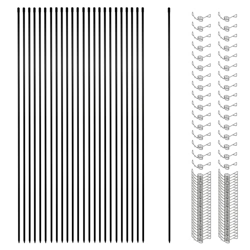 Sunnyglade 45.3" 25PCS Fiberglass Electric Fence Posts with 100 Metal Loops