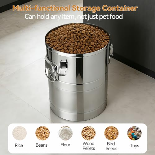 Newget 35 lb Stainless Steel Dog Food Storage Container with Scoop - size: 35 lb