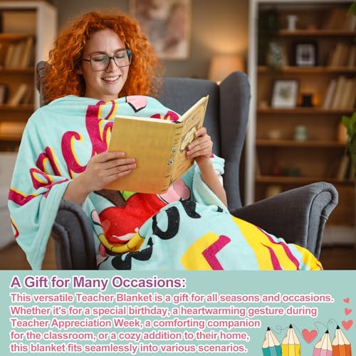 VitalCozy 4 Pack Teacher Throw Blankets Soft Fleece Couch Blankets Back to School Teacher Appreciation Gift for Teachers Educators Tutors Office Decor, 40''x50'' - style: Teacher