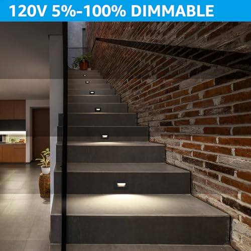 LEONLITE 6-Pack 5CCT 120V LED Step Lights, Horizontal, Black - color: Black, size: 4.72 Inch