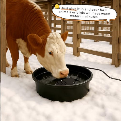 Sadnyy 250w Heated Water Bowl, 1 Gallon Thermostatic Animal Waterer