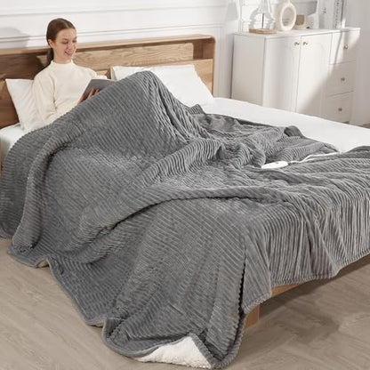 Heated Blanket King Size Heating Blanket Dual Controls Machine Washable - color: Light Gray, size: King(100"x90")