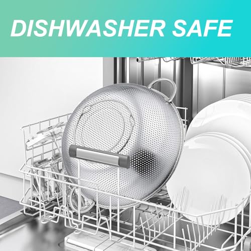 3-Piece Stainless Steel Colander Set with Handles - 5Qt/3Qt/1Qt Nesting Strainers for Pasta, Veggies, Fruit Drainage, Durable Micro-Hole Mesh for Fast Water Flow - size: 1QT+3QT+5QT