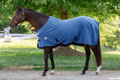 Miller's Standard Neck Fleece Cooler for Horses -Ice Blue with Navy Blue Trim-75 - color: Ice Blue, size: 75
