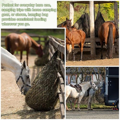 Slow Feeder Hay Net, 40" Length 2" Holes Strong Load-Bearing, Nylon Slow Feed Bag Hay Feeder, (Cyan, 2 Pcs), Intended for Horses/Goats/Trailer/Stall - color: Cyan