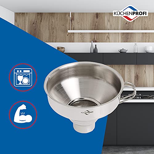 Küchenprofi 18/10 Stainless Steel Funnel with Filter,Silver, 5 inches - style: Filter