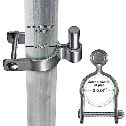 Insaga 304 Stainless Steel Chain Link Fence Parts (2 Pack) - Male Post Hinges for Outer Diameter 2-3/8" Fence, Farm Gates with 5/8" Pintle, Rust-Resistant Outdoor, Bolts/Nuts Included - color: Male-2-3/8''-2pcs