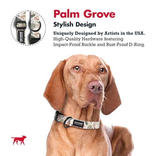 Tuff Pupper Premium Adjustable Dog Collar, Stylish Pattern Collars Designed in USA, Quick Release Buckle, Palm Grove Small (0.7 Inch Wide x 8-12 Inch Neck) - color: Palm Grove, size: Small