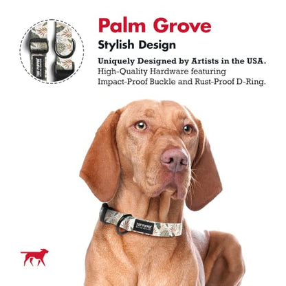 Tuff Pupper Premium Adjustable Dog Collar, Stylish Pattern Collars Designed in USA, Quick Release Buckle, Palm Grove Small (0.7 Inch Wide x 8-12 Inch Neck) - color: Palm Grove, size: Small