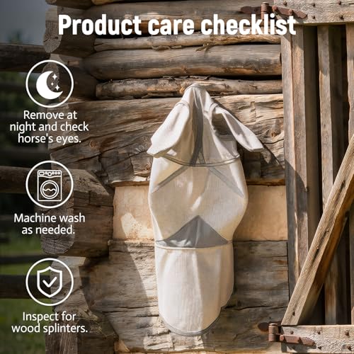 Raelitego Horse Fly Mask with Ears & Nose, Breathable Mesh, UV Protect (XS) - size: XS