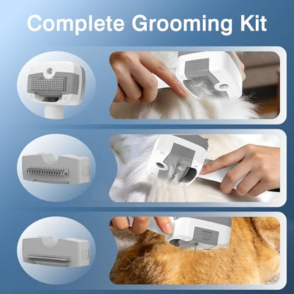 Dog Grooming Vacuum, 13000Pa & 2L Dust Cup & <55dB, 5-in-1 Self-Cleaning Pet Hair Vacuum with Spray Brush for Shedding, Quiet Deshedding Kit for Dogs Cats | self-cleaning with spray brush for shedding,Quiet <55dB,Includes clipper & steam brush,Home groomi