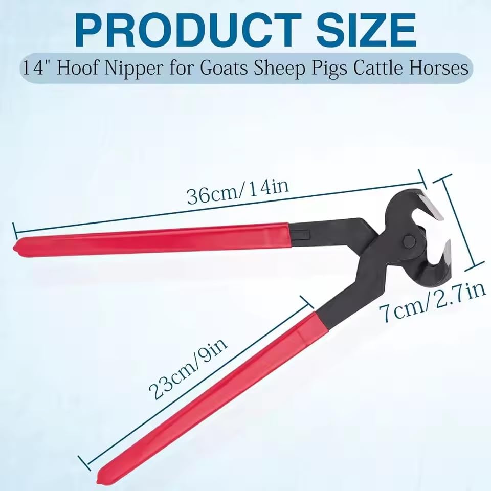 EatingBiting Hoof Nipper 14" Horse Hoof Trimmers with Rubber Grip for Horses Heavy Duty Farrier Nippers Horse Equipment Equestrian Farrier Nippers Horse Equipment Equestrian