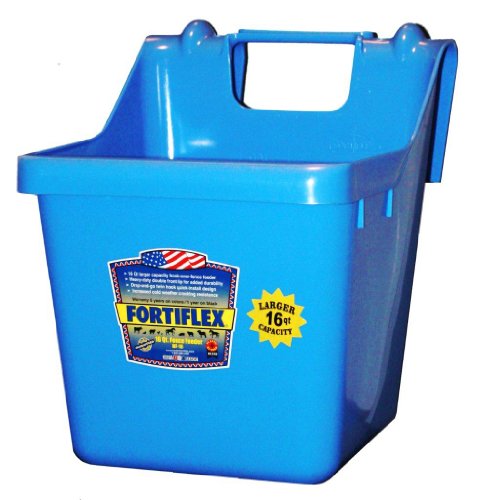Fortiflex Hook Over Fence Feeder for Dogs/Cats and Horses, 16-Quart, Sky Blue